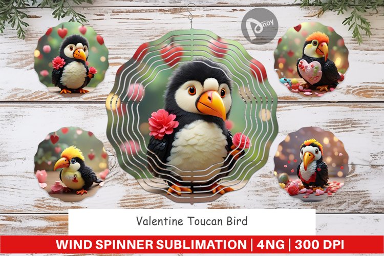Wind Spinner Valentine Toucan Bird