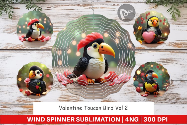 Wind Spinner Valentine Toucan Bird