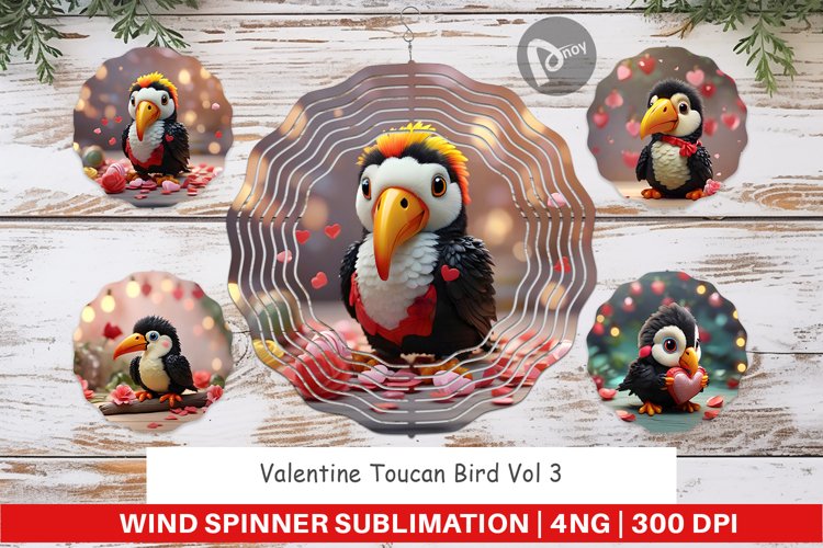 Wind Spinner Valentine Toucan Bird