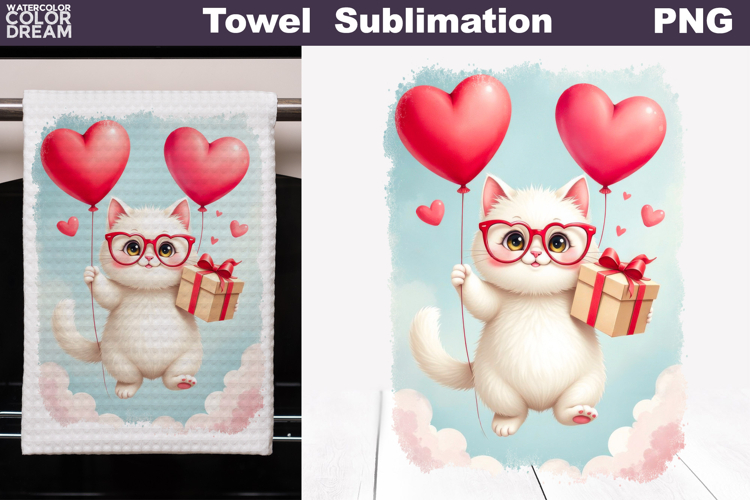Valentine Cat Towel | Mothers Day Towel