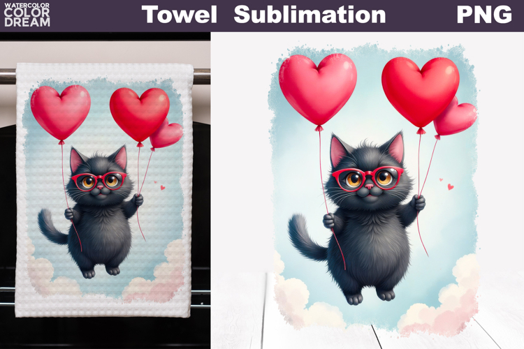 Valentine Cat Towel | Mothers Day Towel