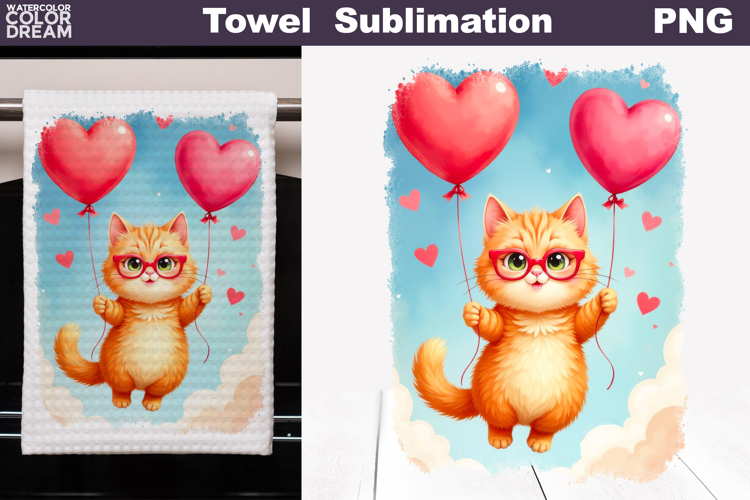 Valentine Cat Towel | Mothers Day Towel