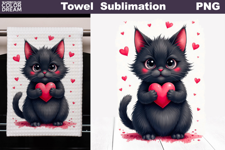 Valentine Cat Towel | Mothers Day Towel