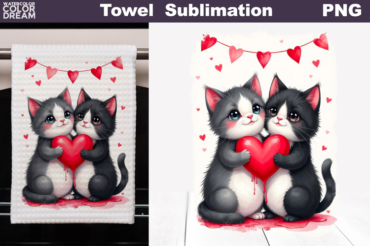 Valentine Couple Cats Towel | Mothers Day Towel