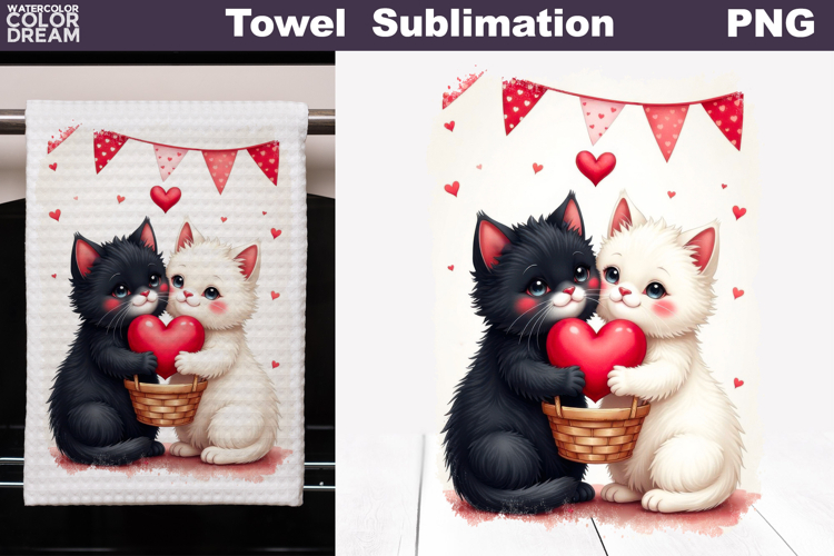 Valentine Couple Cats Towel | Mothers Day Towel