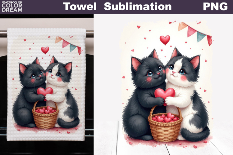 Valentine Couple Cats Towel | Mothers Day Towel