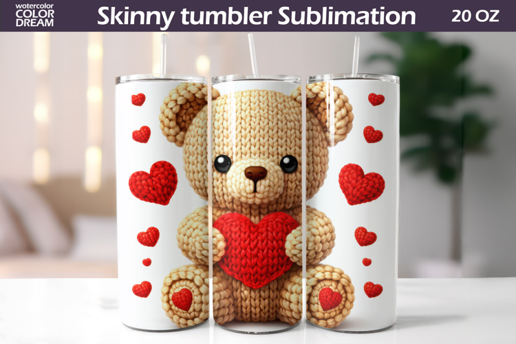 Bear Heart Tumbler| Valentine Tumbler Sublimation