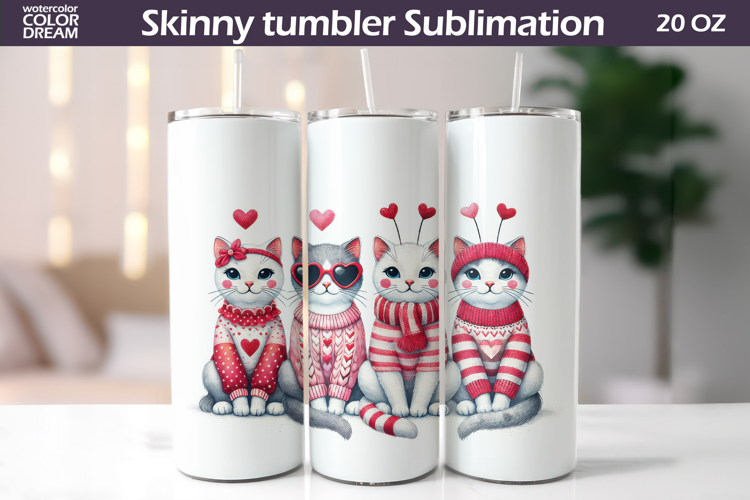 Cats Heart Tumbler| Valentine Tumbler Sublimation