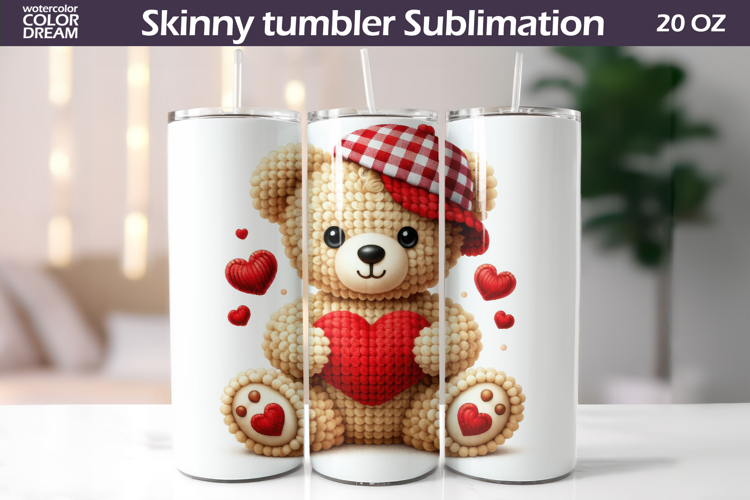 Bear Heart Tumbler| Valentine Tumbler Sublimation