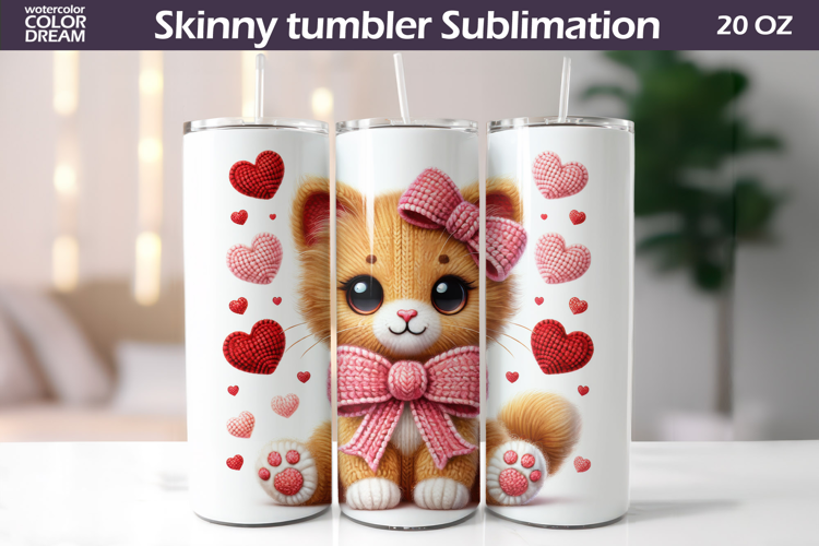 Cats Heart Tumbler| Valentine Tumbler Sublimation