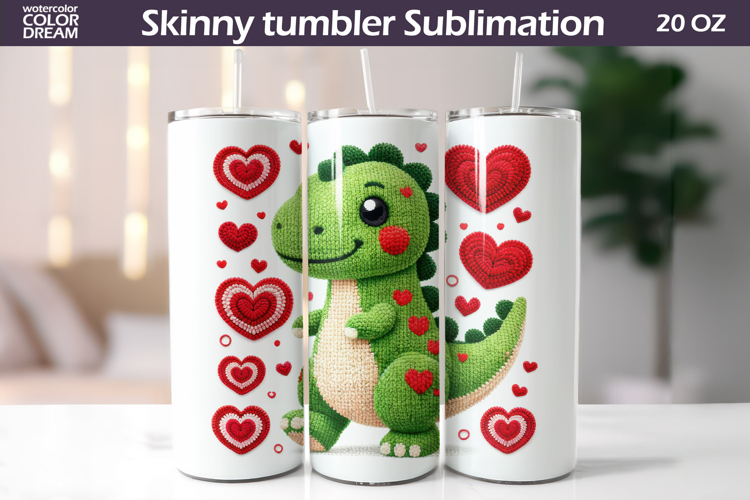 Dinosaur Heart Tumbler| Valentine Tumbler Sublimation