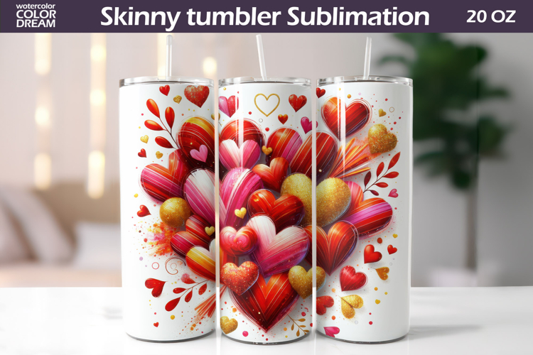 Red Hearts Tumbler| Valentine Tumbler Sublimation