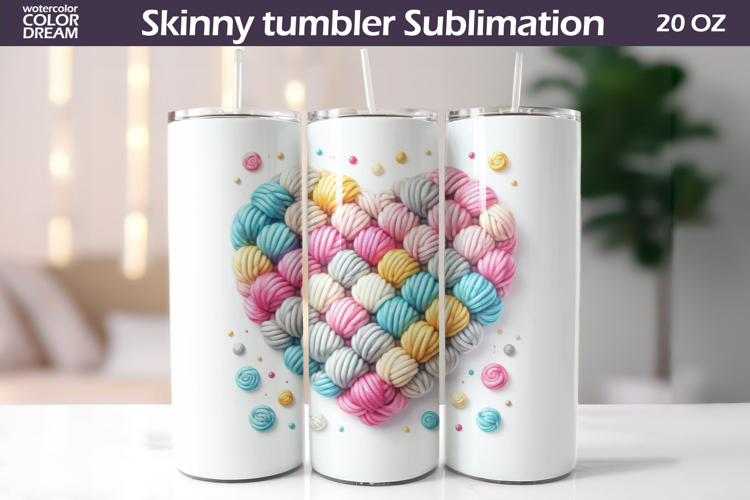 Pastel Crochet Hearts Tumbler| Valentine Tumbler Sublimation