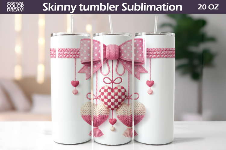 Pink Bow Hearts Tumbler| Valentine Tumbler Sublimation