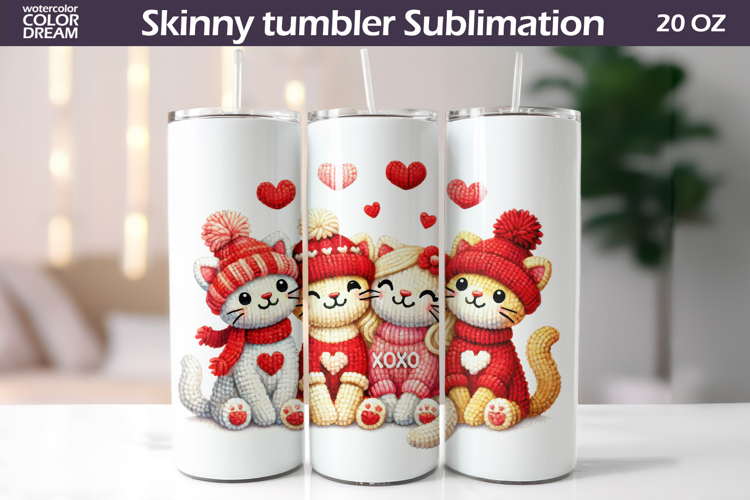 Cats Heart Tumbler| Valentine Tumbler Sublimation