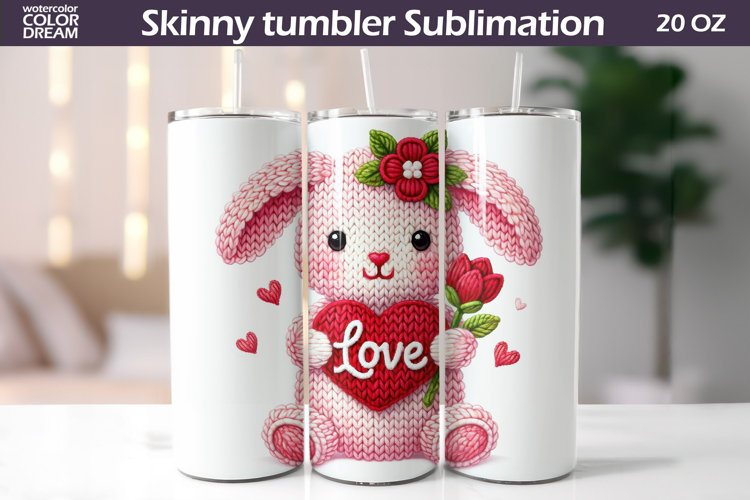 Bunny Heart Tumbler| Valentine Tumbler Sublimation