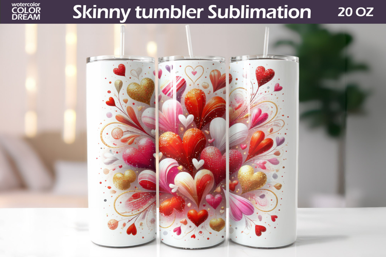 Red Hearts Tumbler| Valentine Tumbler Sublimation