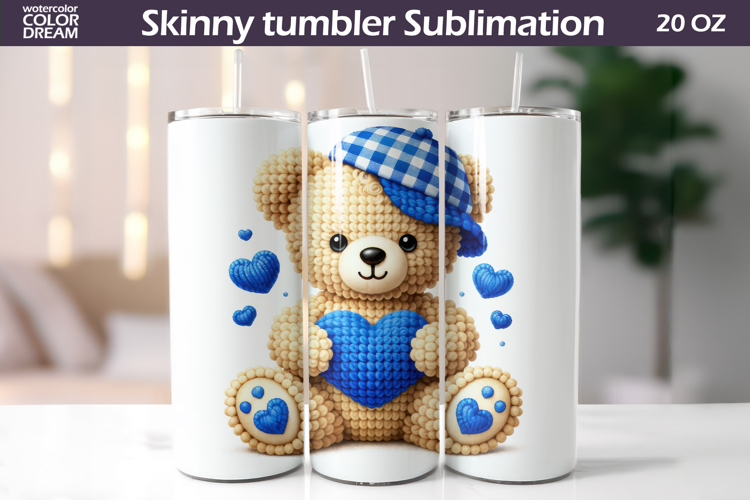 Bear Heart Tumbler| Valentine Tumbler Sublimation