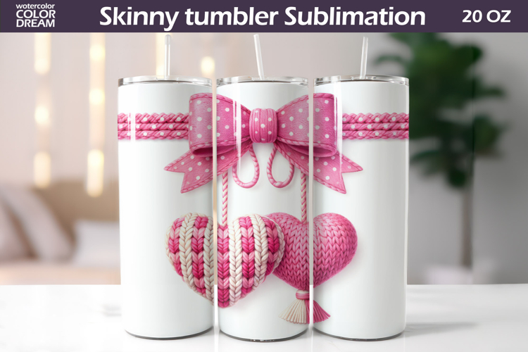 Pink Bow Hearts Tumbler| Valentine Tumbler Sublimation