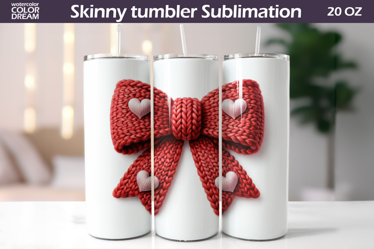Red Bow Hearts Tumbler| Valentine Tumbler Sublimation