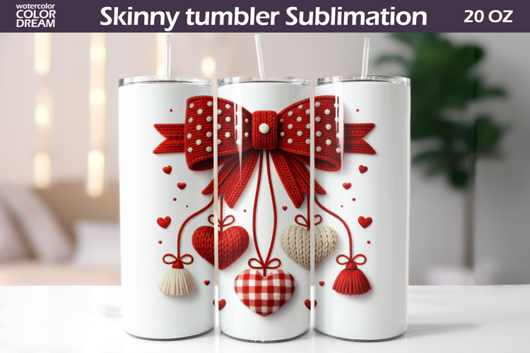 Red Bow Heart Tumbler| Valentine Tumbler Sublimation
