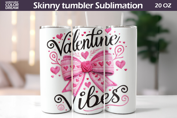 Pink Bow Hearts Tumbler| Valentine Tumbler Sublimation