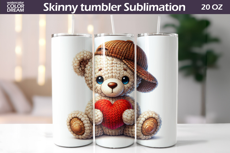 Bear Heart Tumbler| Valentine Tumbler Sublimation
