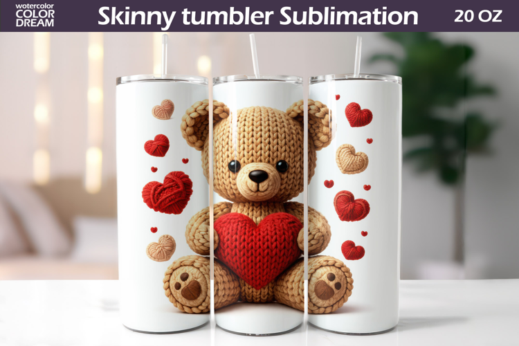 Bear Heart Tumbler| Valentine Tumbler Sublimation