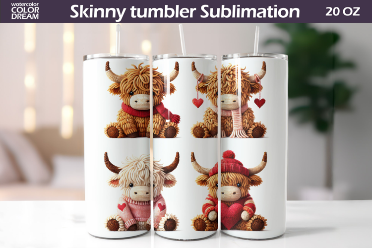Highland Cow Heart Tumbler| Valentine Tumbler Sublimation