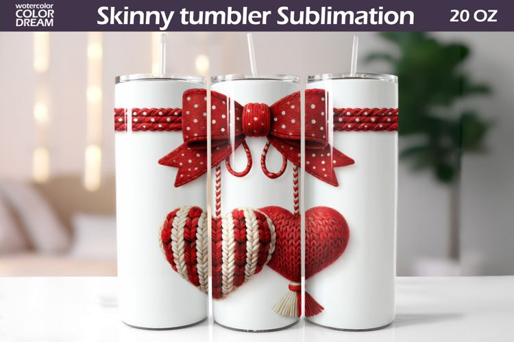 Red Bow Heart Tumbler| Valentine Tumbler Sublimation