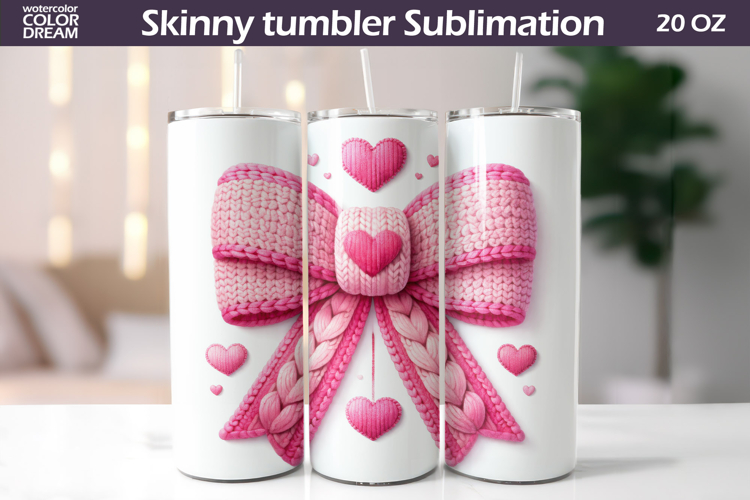 Pink Bow Hearts Tumbler| Valentine Tumbler Sublimation