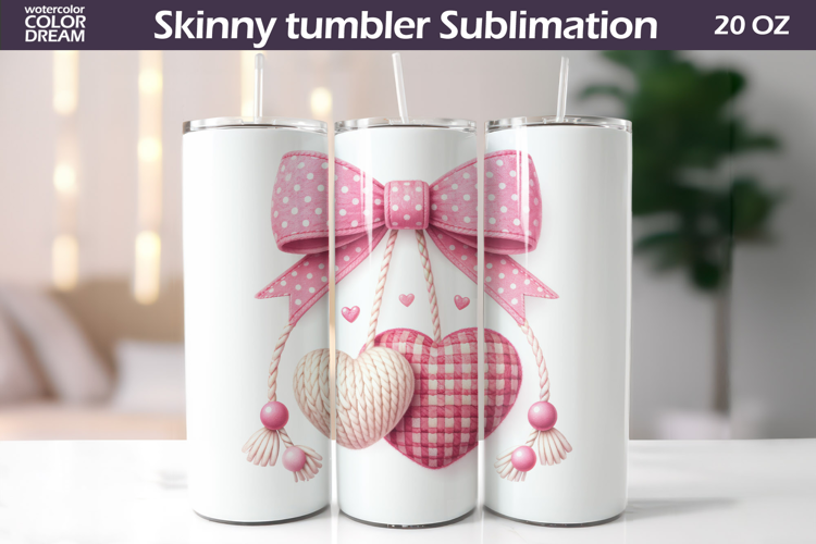 Pink Bow Hearts Tumbler| Valentine Tumbler Sublimation