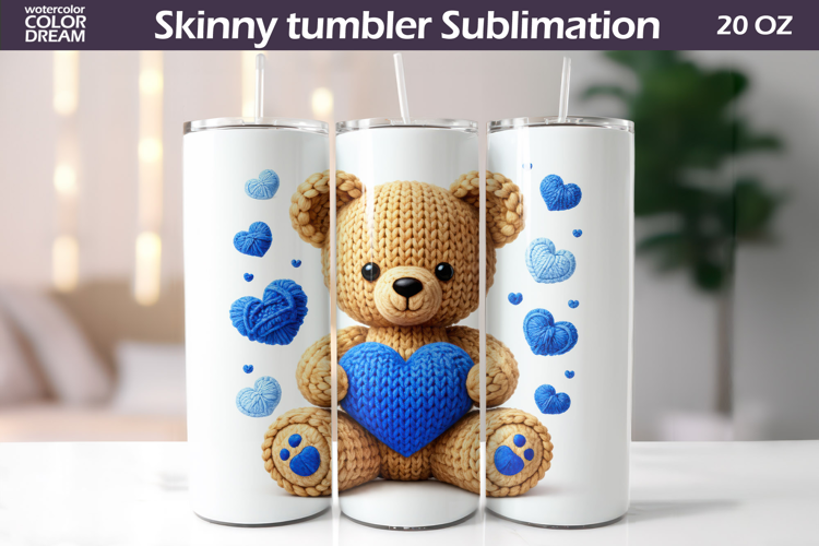 Bear Heart Tumbler| Valentine Tumbler Sublimation