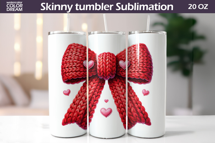 Red Bow Hearts Tumbler| Valentine Tumbler Sublimation