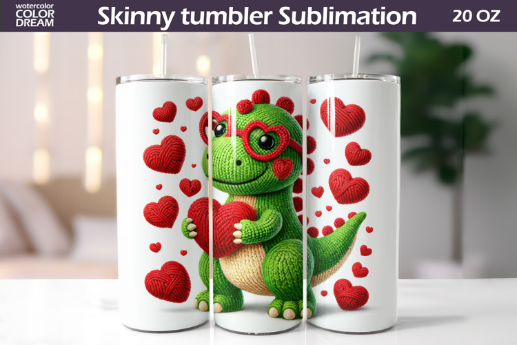 Dinosaur Heart Tumbler| Valentine Tumbler Sublimation
