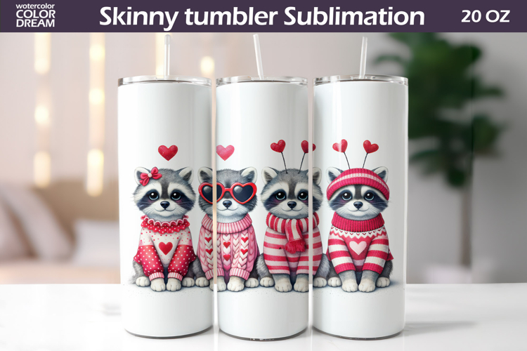 Raccoons Heart Tumbler| Valentine Tumbler Sublimation