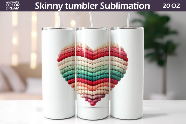 Pastel Crochet Hearts Tumbler| Valentine Tumbler Sublimation