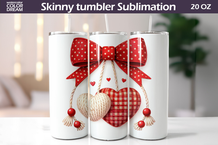 Red Bow Heart Tumbler| Valentine Tumbler Sublimation