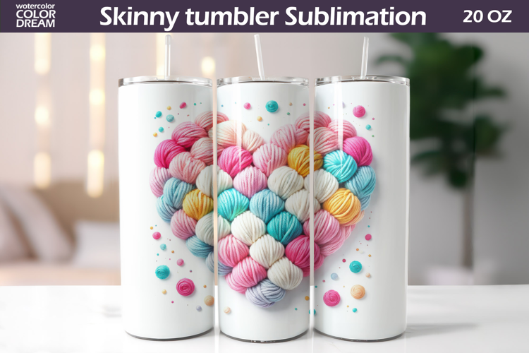Pastel Crochet Hearts Tumbler| Valentine Tumbler Sublimation