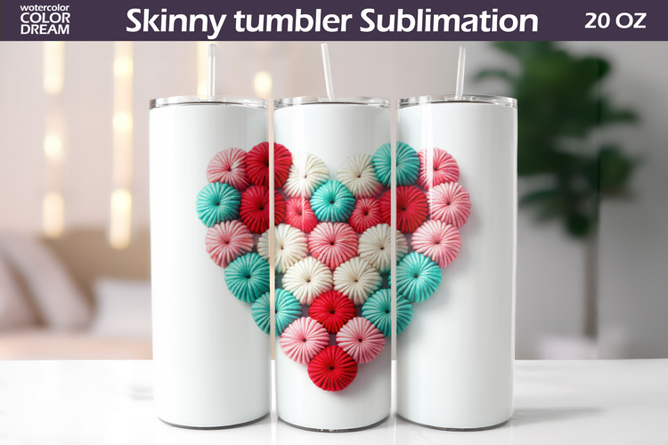 Pastel Crochet Hearts Tumbler| Valentine Tumbler Sublimation