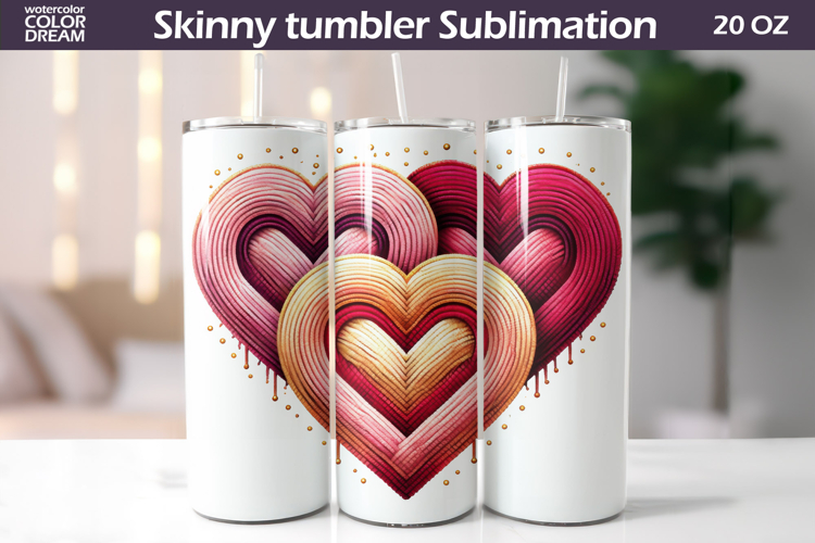 Embroidery Heart Tumbler| Valentine Tumbler Sublimation