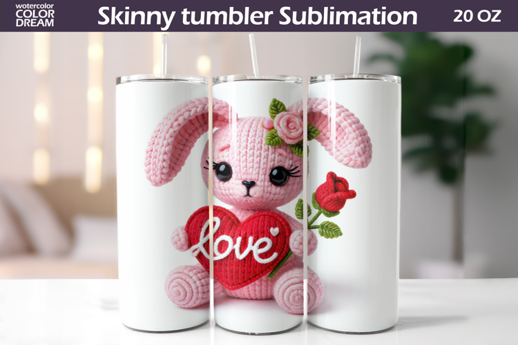 Bunny Heart Tumbler| Valentine Tumbler Sublimation
