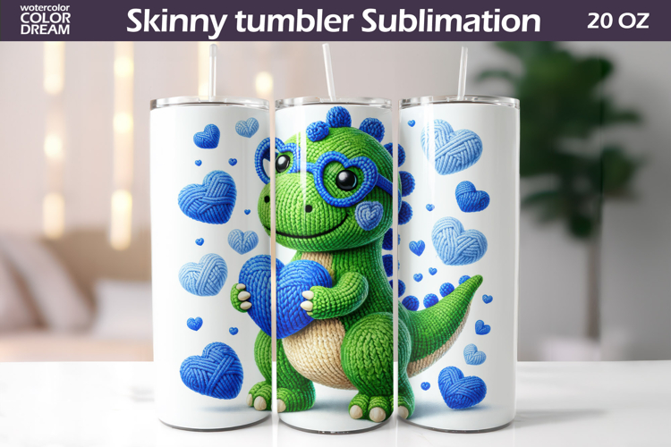Dinosaur Heart Tumbler| Valentine Tumbler Sublimation