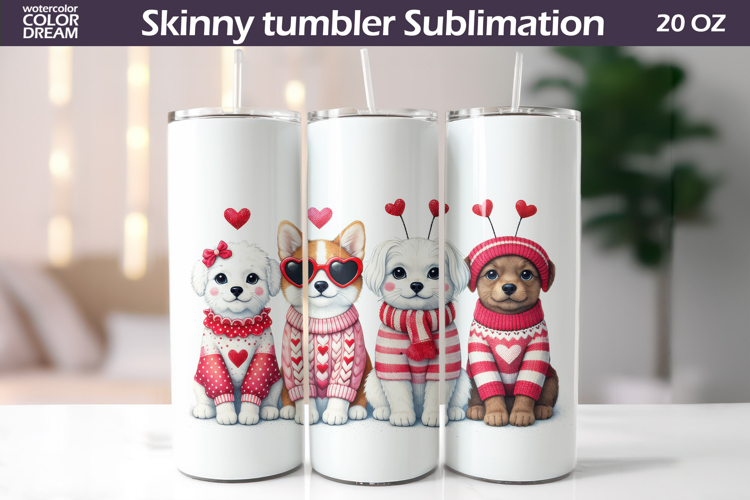 Dogs Heart Tumbler| Valentine Tumbler Sublimation