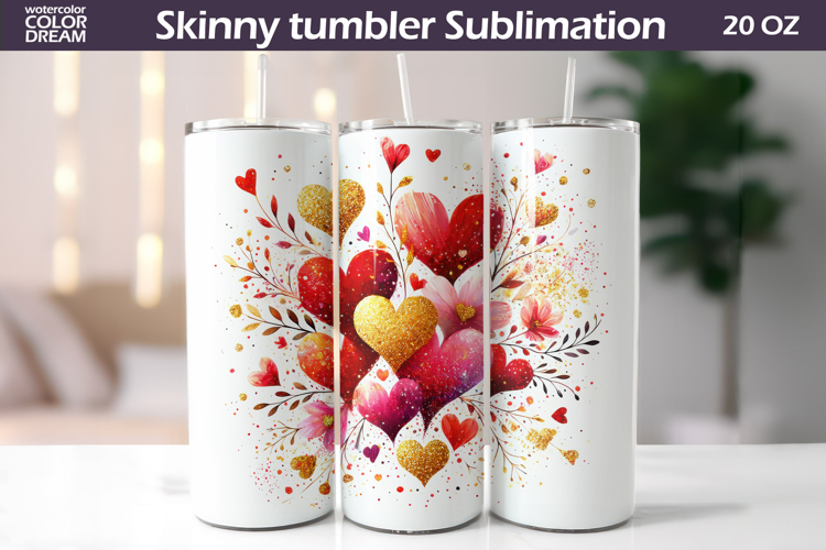 Red Hearts Tumbler| Valentine Tumbler Sublimation