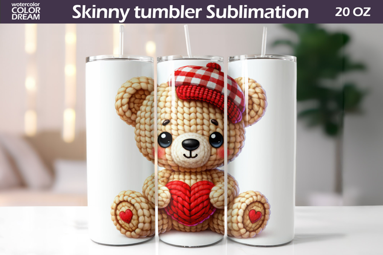 Bear Heart Tumbler| Valentine Tumbler Sublimation