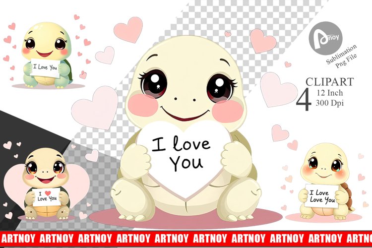 Valentine Turtle Cartoon Clipart