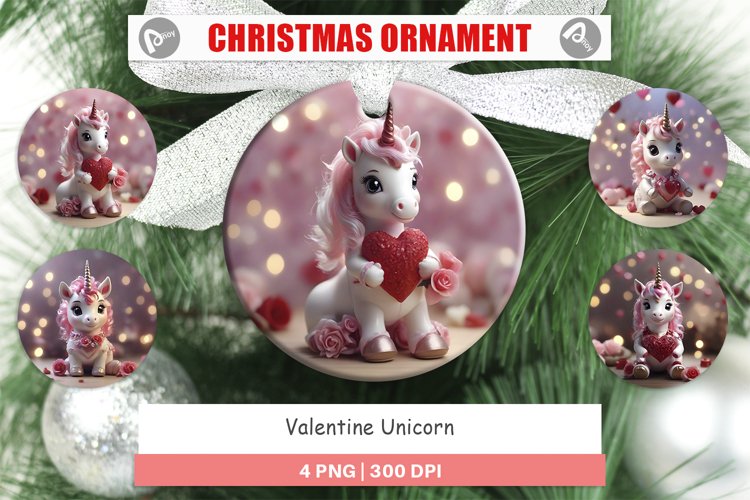 Christmas Ornaments Valentine Unicorn