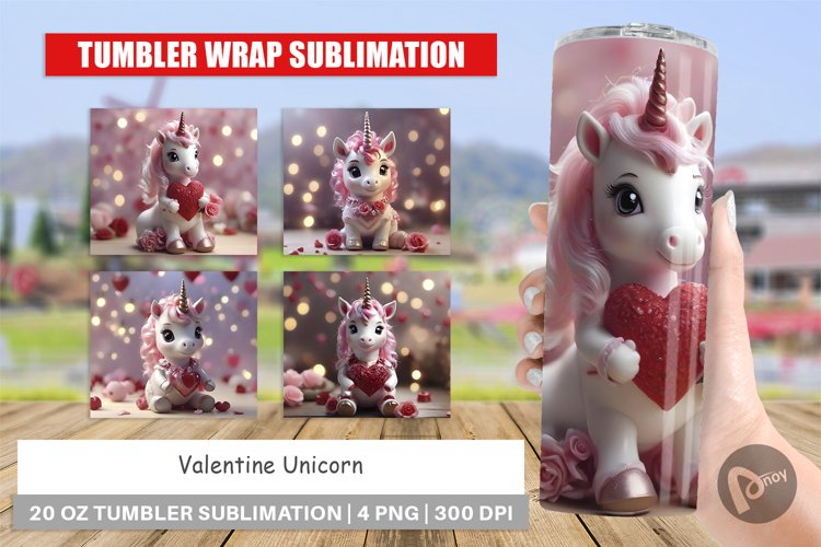Tumbler Sublimation Wrap Valentine Unicorn