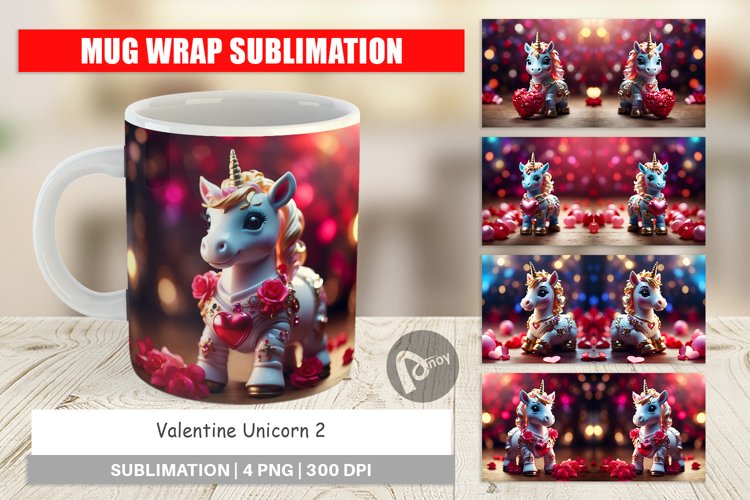 Mug sublimation design Valentine Unicorn